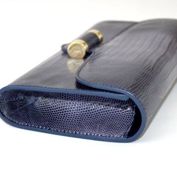 YVES SAINT LAURENT EXOTIC LIZARD CLUTCH HANDBAG - Picture 9 of 16